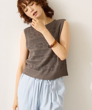 AMERICAN HOLIC 【前後2WAY】レース編みニットベスト Charcoal Gray