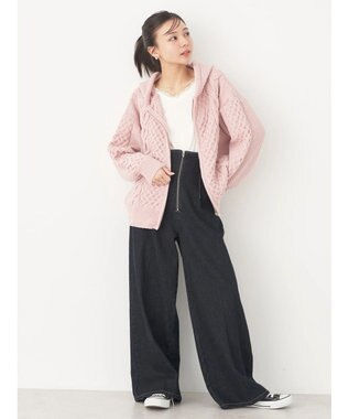 earth music&ecology ケーブルニットパーカー Pink