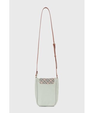 DAKS ナイロン×牛革 ハウスチェック 縦型ショルダーバッグ シーグラス