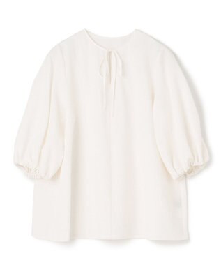 UNFILO 【洗える】シアーサッカーボリュームスリーブブラウス オフ