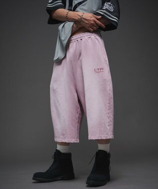 WEGO 【ユニセックス着用ITEM/ウエストゴム】ダメージアップリケショートパンツ ピンク