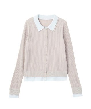 CRAFT STANDARD BOUTIQUE レイヤードポロ衿カーディガン Ivory