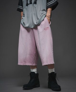 WEGO 【ユニセックス着用ITEM/ウエストゴム】ダメージアップリケショートパンツ ピンク