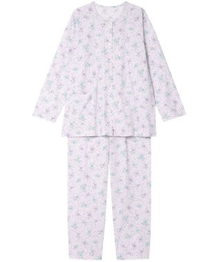 Wing パジャマ 長袖 長ズボン 綿100％ 天竺素材 レディース EP7032 ウイング／ワコール パープル