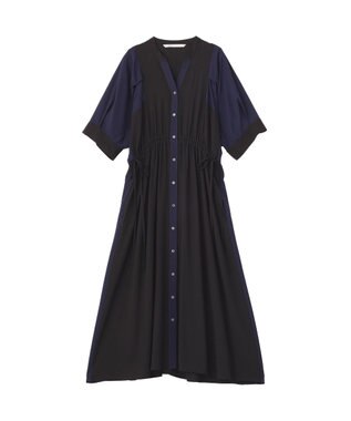 YECCA VECCA 配色デザインシャツワンピース Black