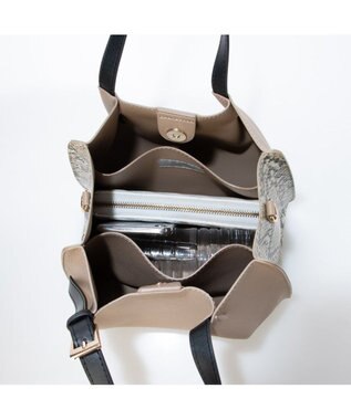 UNBILLION カシュカシュ cachecache / フェイクレザーショルダーバッグ付スクエアトート パイソン