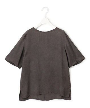 ICB 【洗える】 キュプラピグメントクロス ブラウス チャコール系