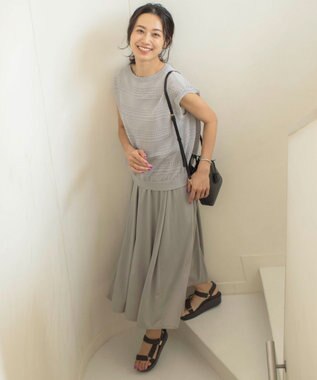 J.PRESS LADIES L 【洗える】PATTERN ニット ベスト ライトグレー系