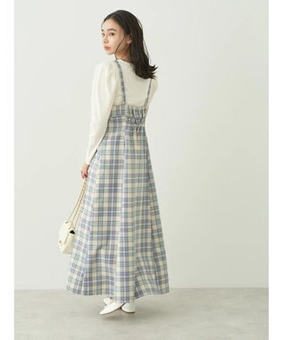 earth music&ecology ＣＨＥＣＫハイウエストフレアジャンスカ Check Blue