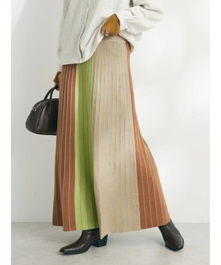 CRAFT STANDARD BOUTIQUE マルチストライプバイカラーニットスカート Beige