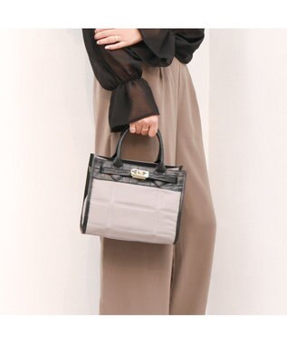 UNBILLION ペルケ perche / ナイロンキルト×クロコ型押し牛革2wayトートバッグS