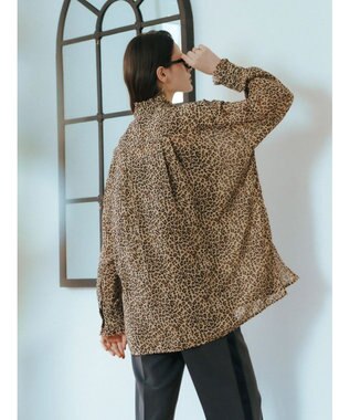 YECCA VECCA フリルデザインロングシャツ Leopard