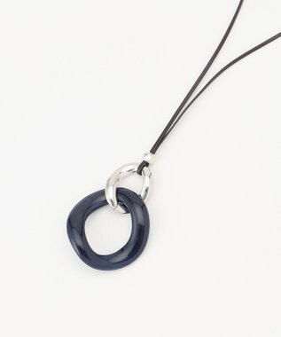 J.PRESS LADIES メタルコンビマーブル ネックレス ネイビー系