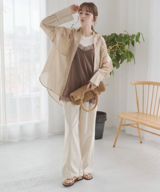 WEGO 【ANGIE VINTAGE】シアーシャツ ライトベージュ