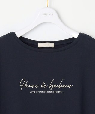 ANY SIS 【洗える】ラメ刺繍長袖 Tシャツ ネイビー