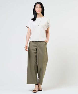 J.PRESS LADIES L 【2WAY】コットンスムース フレンチスリーブ カットソー グレージュ系