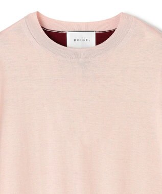 BEIGE， CHLOR / ウールシルク配色クルーネックニット Pink