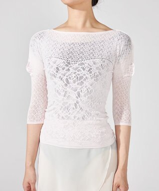 Chacott キシリトールボートネックニットトップ ピンク