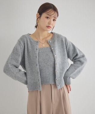 earth music&ecology 【セット2点】SET2点フラワースパンコールカーデ＋ビスチェ Gray Mixture