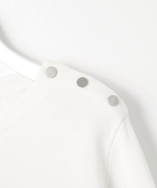 J.PRESS LADIES L 【洗える】Cotton Acetate パネルボーダー プルオーバー ニット ブルー系1