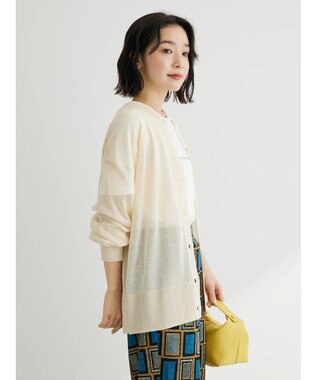 Green Parks フィラメントラメシアーカーディガン Off White