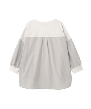 Green Parks ７分袖サイドシャーリングドッキングプルオーバ Off White