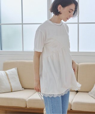 WEGO 【ANGIE VINTAGE】サテンレースドッキングレイヤードトップス オフホワイト