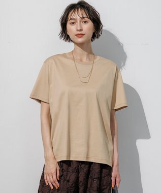 23区 シルキータッチ ベーシック Tシャツ ベージュ系
