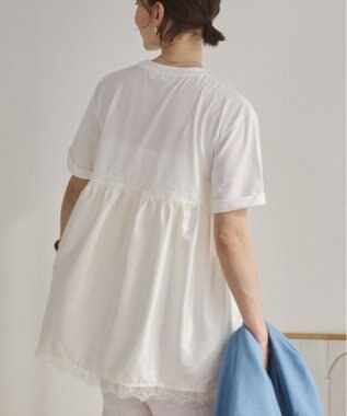 WEGO 【ANGIE VINTAGE】サテンレースドッキングレイヤードトップス オフホワイト
