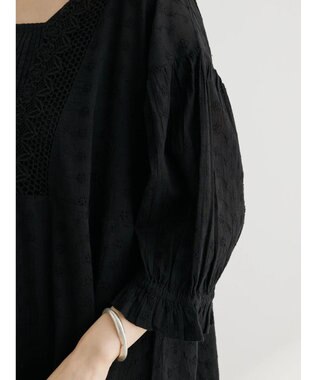 Green Parks Ｉ　胸元レース７分袖ワンピース Black