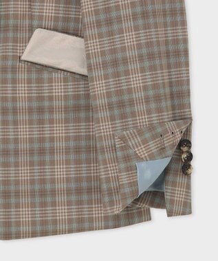 Paul Smith チェック ピークドラペル ダブルジャケット サンドブラウン