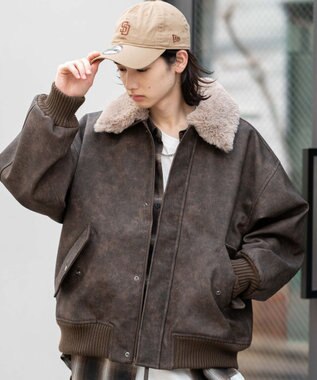 WEGO 【ユニセックス着用ITEM/MLサイズ展開】PU2WAYフライトブルゾン ブラウンその他