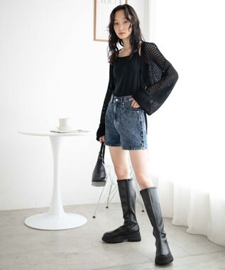 WEGO デニム台形ショートパンツ デニム中濃加工色