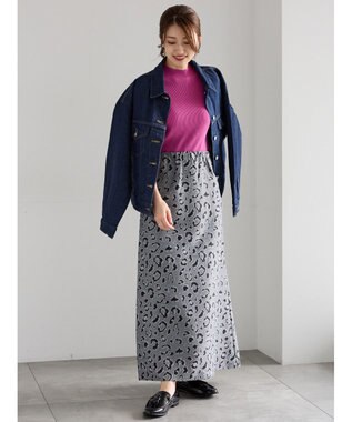 Te chichi レオパードジャガードナロースカート グレー