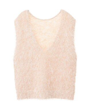 AMERICAN HOLIC 選べる丈２サイズ前後２ｗａｙシャギーベスト Ivory