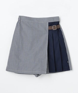 組曲 KIDS 【110-140㎝】 チェックプリーツ キュロット サックスブルー