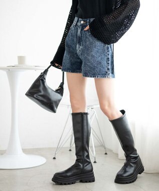 WEGO デニム台形ショートパンツ デニム中濃加工色