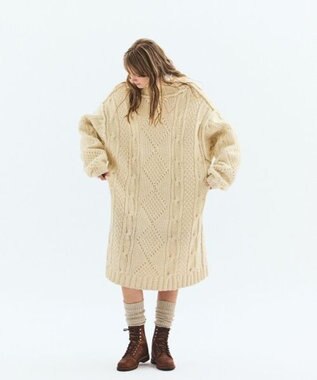 LENO ARAN ONEPIECE　アラン柄ニットワンピース IVORY