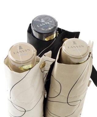 MOONBAT 【新色追加】ランバン オン ブルー 折りたたみ傘 フラワー柄サテンジャガードプリント 簡単開閉 ベージュ