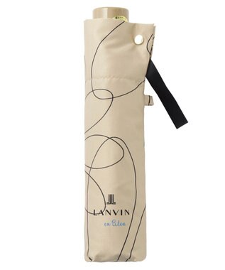 MOONBAT 【新色追加】ランバン オン ブルー 折りたたみ傘 フラワー柄サテンジャガードプリント 簡単開閉 ベージュ