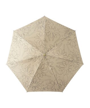 MOONBAT 【新色追加】ランバン オン ブルー 折りたたみ傘 フラワー柄サテンジャガードプリント 簡単開閉 ベージュ