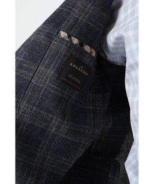 DAKS リネンコットンチェックジャケット ダークグレー