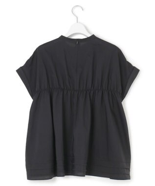 23区 S 【撥水加工/洗える】シアーナイロンツイル ギャザー ブラウス ブラック系