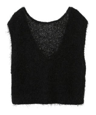 AMERICAN HOLIC 選べる丈２サイズ前後２ｗａｙシャギーベスト Black