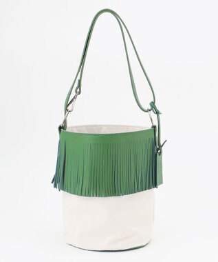 23区 【STORY7月号掲載】MARCO MASI レザーキャンバスコンビ ショルダーバッグ パイングリーン系