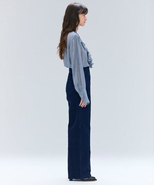 BEIGE， CALLERRY / シルク混ドットラッフルブラウス Dull Blue