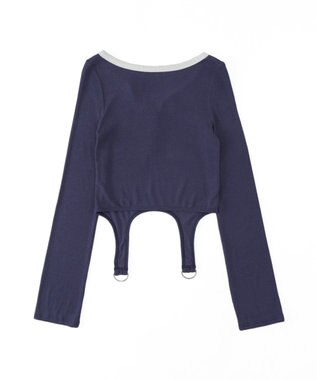 WEGO ナンバリングガーターリブトップス ネイビー