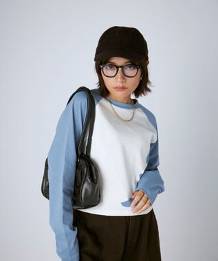 OP／FILA 【Kappa】ショート丈 シルエットロゴ ラグランロンT ブルー