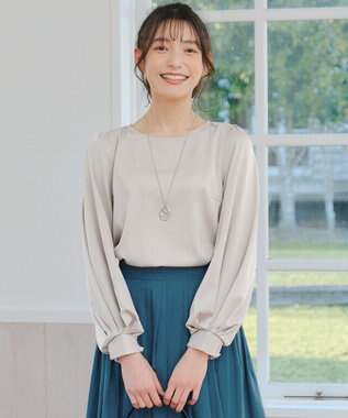 Tiaclasse L 【洗える】ボリュームスリーブブラウス グレージュ