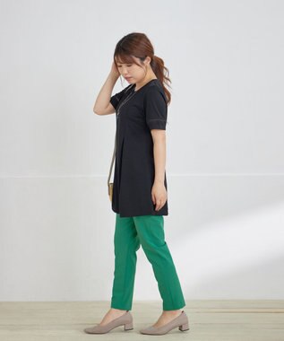 Tiaclasse L 【洗える・接触冷感・紫外線ケア・サラごこち】はしごレースチュニック ブラック